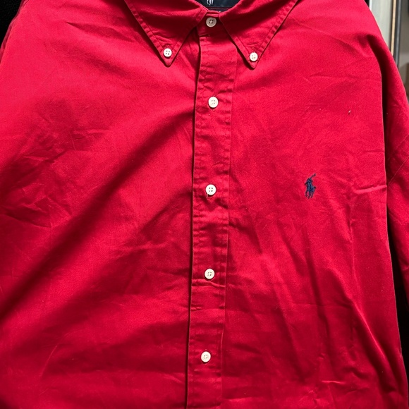 XL Wine Red Button Down Polo Ralph Lauren Blaire 100% Cotton Long Sleeve Shirt - Picture 1 of 3